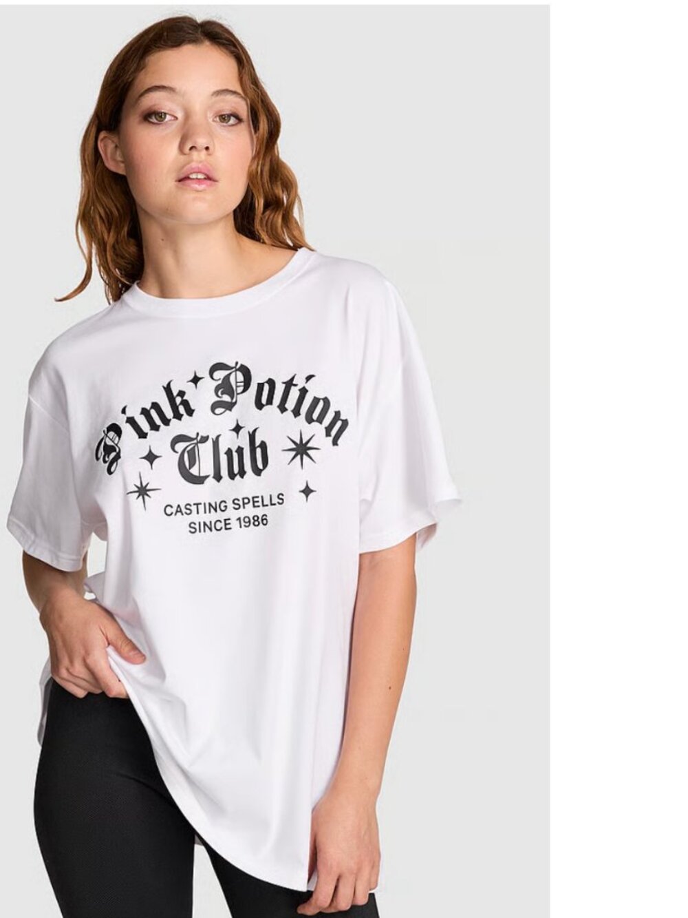 Victoria PINK CAMPUS COTTON TEE Halloween "Potion Club Casting spells" (M) NWT